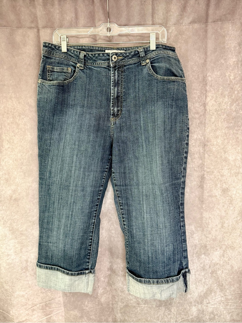 Chico's Platinum Mid Wash Cropped Denim Capris - Blue